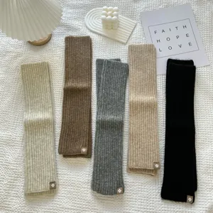 Long knitted leg warmers solid color winter warm arm sleeves soft cozy fashion