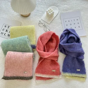 Écharpe en tricot colorblock confortable pour femmes, châle d'hiver chaud et tour de cou.