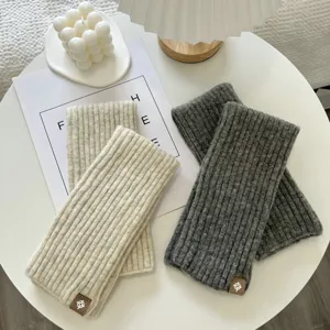 Long knitted leg warmers for women autumn winter solid color warm sweet arm sleeves sweet