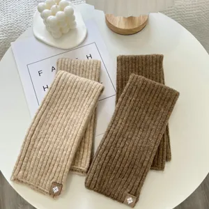 Long knitted leg warmers solid color cozy winter boot cuffs warm arm sleeves for women