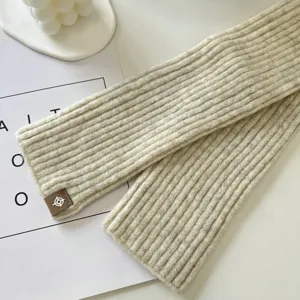 Long ribbed knit arm leg warmers cozy autumn winter solid color sweet warm sleeves