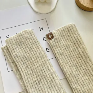 Knit leg warmers winter warm cozy ribbed arm sleeves casual solid soft fashion apparel.