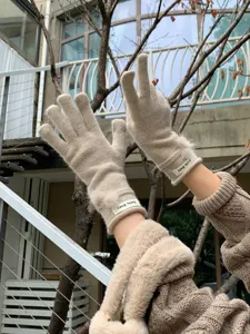 Dames winter warme wol gebreide handschoenen met pompon lang gezellig thermisch handschoen voor dagelijks