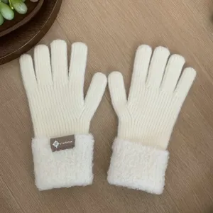 Women winter warm knit gloves thick plush cuff soft cozy daily wear touch screen friendly gloves