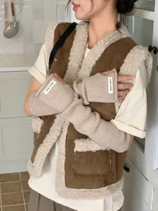 Gants longs tricotés sans doigts pour femmes automne hiver chauffe-bras accessoire mode