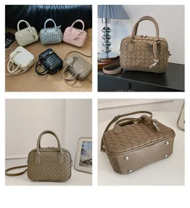 Women fashion woven handbag casual shoulder crossbody bag spring new style small square bag