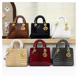 Crocodile pattern leather women shoulder handbag, elegant top handle crossbody bag for ladies