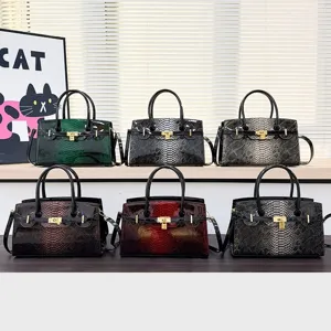 Luxus Damen Handtasche Umhängetasche Alligator Geprägt PU Leder Henkeltasche Klassischer Designer Stil Schicke Schultertasche