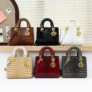 Women Fashion Crocodile Pattern PU Leather Handbag Luxury Designer Style Top Handle Crossbody Bag Tote Purse For Daily Use