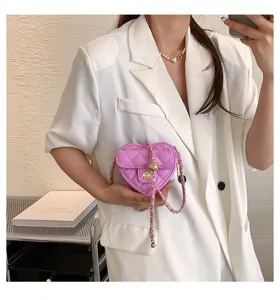 Mini hart doorgestikte crossbody tas stijlvolle ketting tas mode schattige trendy vrouwen tas