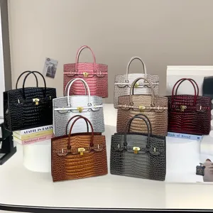Γυναικεία Τσάντα Χειρός από Ανάγλυφο Δέρμα PU με Μοτίβο Κροκοδείλου Μεγάλη Χωρητικότητα Tote Τσάντα με Επάνω Λαβή Οριζόντιο Τετράγωνο Φερμουάρ για Γραφείο Καθημερινό