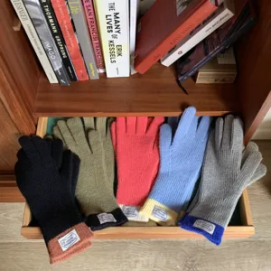 Women Cute Knit Gloves Autumn Winter Warm Color Block Full Finger Gloves Touchscreen Compatible Polyester Knitted Mittens