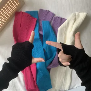Chauffe-bras tricotés sans doigts pour femmes, manches longues côtelées, accessoires d'automne.