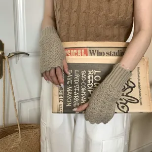 Guantes de punto sin dedos para mujer hombre, otoño invierno guantes cálidos de medio dedo.