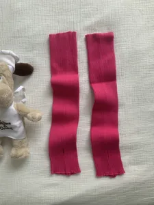 Chauffe-bras tricotés roses gants sans doigts, manches chaudes élégantes femmes.