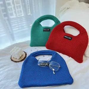 Modische bunte Strickhandtasche für Damen, große Kapazität lässige Strick Shopper Tasche.