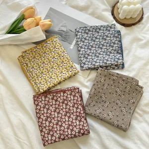 Vintage floral cotton linen square scarf aesthetic cute bandana hair accessories