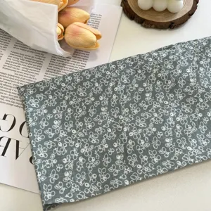 Retro floral cotton linen square scarf neckerchief hairband daily decor detail view