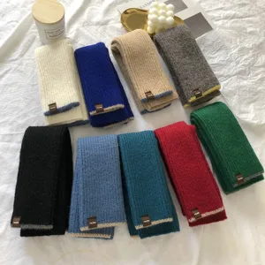 Women Winter Thick Knitted Fingerless Gloves Solid Warm Acrylic Arm Sleeves Half Finger Mitten With Patch For Students Outdoor Writing Office