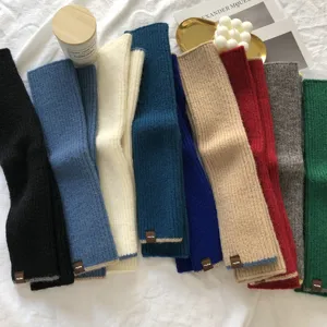 Winter thick thermal knitted arm warmers half finger gloves colorful display detail view