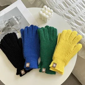 Unisex Winter Warme Gebreide Handschoenen Touchscreen Effen Kleur Wollen Vingerhandschoenen Voor Heren Dames Outdoor Casual Mode Kleding Handschoenen