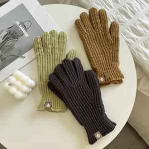 Herfst winter effen gebreide handschoenen voor heren en dames, warme touchscreen handschoenen.