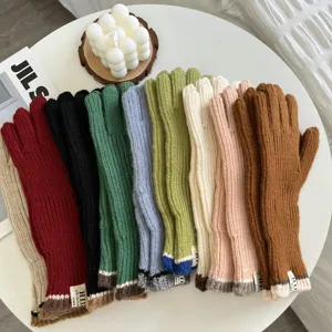 Guantes de punto de color sólido estilo coreano invierno cálidos guantes táctiles de cinco