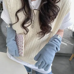 Damen Strick fingerlose Handschuhe, Winter warme lange Handgelenk Handschuhe chic.