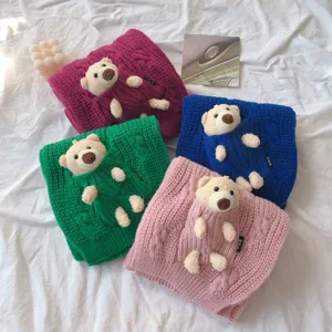 Écharpe en tricot mignon ours en peluche doux chaud hiver laine cou plus chaud mode