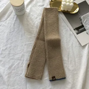Brown knitted fingerless gloves winter warm thermal arm warmers ribbed knit short mittens.