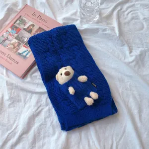 Écharpe en laine de peluche d'ours mignon style coréen hiver chaud tricoté pour femmes