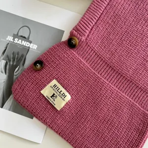 Rosa Strick Kapuze Mütze Damen Herbst Winter Knopf Nackenschutz warme Sturmhaube Beanie