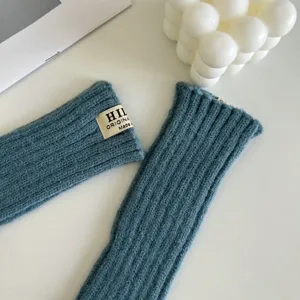 Solid color knitted arm warmers winter warm long wrist cuffs soft cozy daily wear accessories
