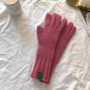 Women's Winter Warm Knitted Gloves Solid Color Full Finger Soft Cozy Cold Weather Gear