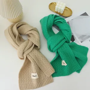 Femme hiver chaud unicolore écharpe en tricot élégant épais doux mode cou écharpe