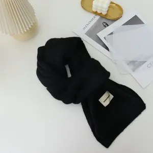 Echarpe en tricot noir classique pour femmes hiver chaud doux tour de cou mode chic