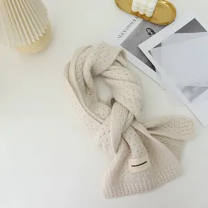 Femme écharpe tricotée unie minimaliste hiver chaud épais mode mignon style accessoire doux