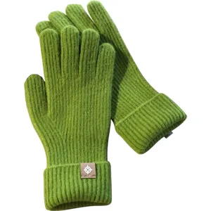 Einfarbige Wollstrickhandschuhe, warme Winter-Touchscreen-Handschuhe für Damen.