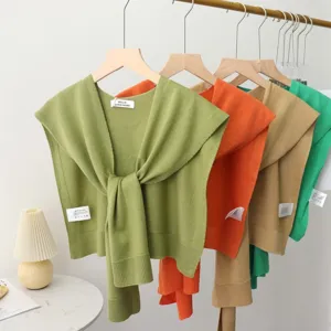 Einfarbiger kleiner Strickschal Damen Frühling Herbst vielseitiger falscher Kragen Schal.