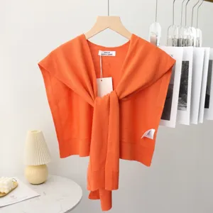 Oranger Strick Schulterwärmer falscher Kragen Pullover Schal Damen Sommer Klimaanlage