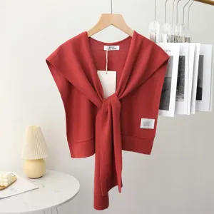 Damen einfarbiger gestrickter kleiner Schal Pullover Kragen falscher Ärmel Schal Mantel