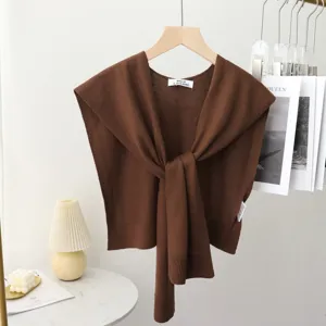 Einfarbiges Strick Schal Damen Frühling Herbst falscher Kragen modischer Pullover Überwurf
