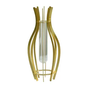 Modern minimalist golden metal glass hydroponic vase table centerpiece home decor plant holder