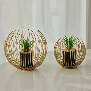 Modern Minimalist Iron Potted Plant Geometric Metal Art Desk Ornament Creative Home Living Room Table Display
