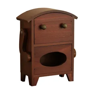 Solid wood tissue box desktop storage drawer creative smiling robot design for living room