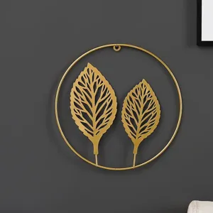 Decorazione da parete sospesa in metallo dorato foglia di ginkgo nordica per soggiorno
