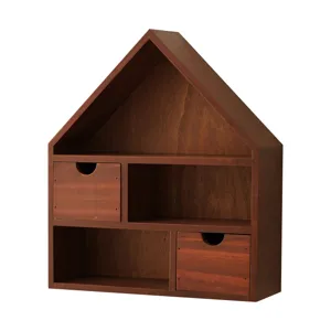 Hübsches Wandregal aus Holz in Hausform mit Schubladen für Flur Deko und Aufbewahrung.