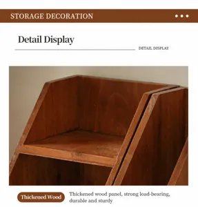 Scatola portaoggetti da scrivania in legno massiccio organizer cosmetici dettaglio.