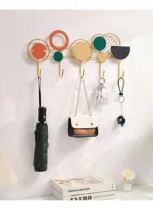 Colgador de pared decorativo de metal con diseño geométrico colorido para recibidor