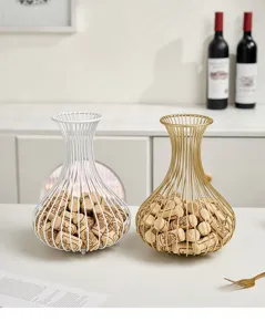 Metal wire wine cork storage basket decorative container for bar bottle stoppers.
